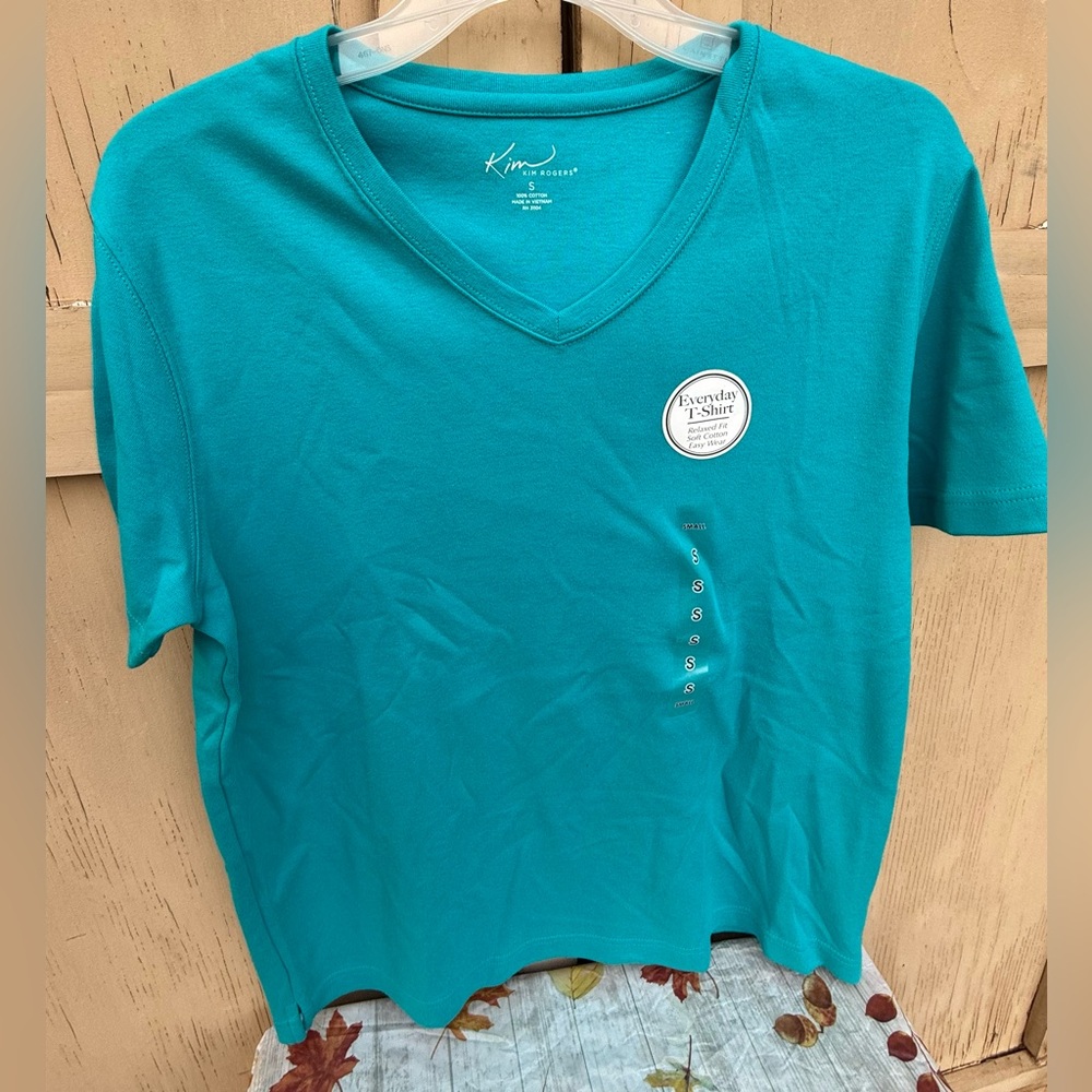 Kim Rogers Teal V-Neck Blouse